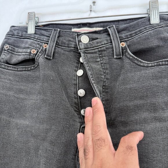 Levis Jeans Womens 28x25 Black Ribcage Straight Ankle Stretch - Picture 9 of 13